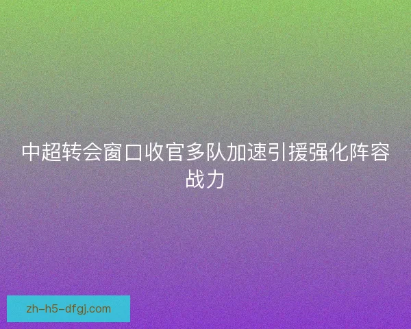 中超转会窗口收官多队加速引援强化阵容战力