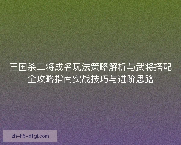 三国杀二将成名玩法策略解析与武将搭配全攻略指南实战技巧与进阶思路